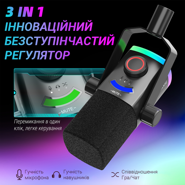 Микрофон динамический Fifine AM8PROT USB/XLR Black – фото, отзывы