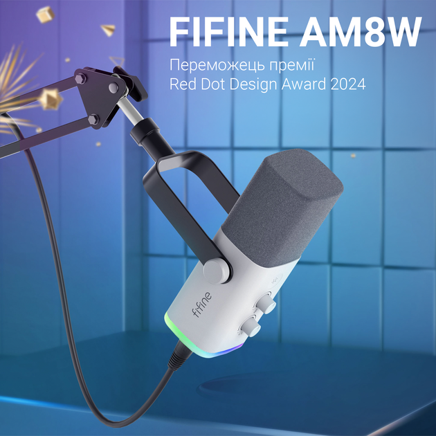 Микрофон динамический Fifine AM8TW USB/XLR White - изображение 4