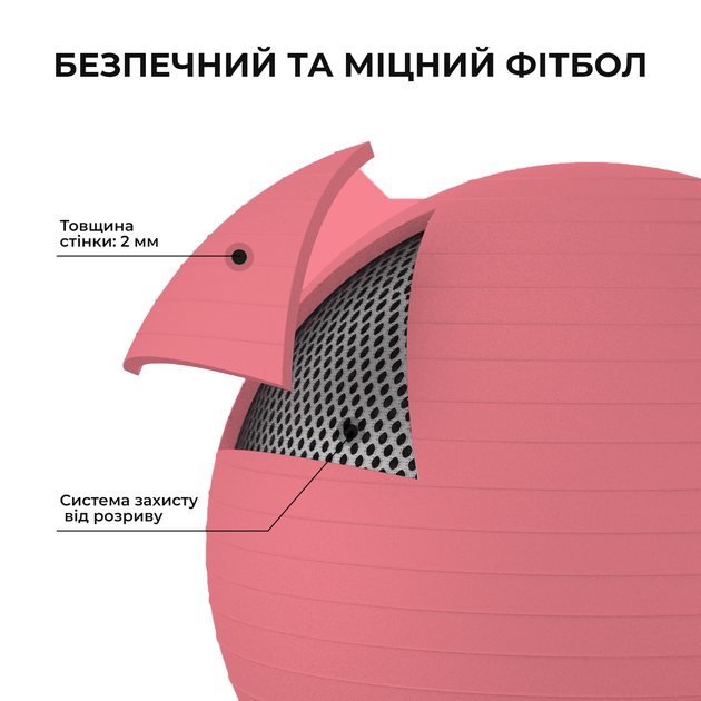 Мяч для фитнеса (фитбол) WCG 65 Anti-Burst 300кг Персиковый + насос - Фото 2 Мяч для фитнеса (фитбол) WCG 65 Anti-Burst 300кг Персиковый + насос - изображение 2