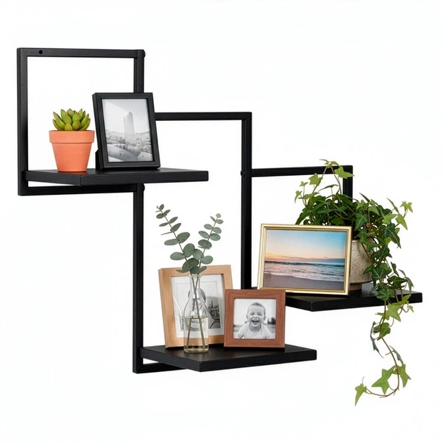 Półka ścienna SPRINGOS HF0055 potrójna Czarna (5908455306812) - obraz 3