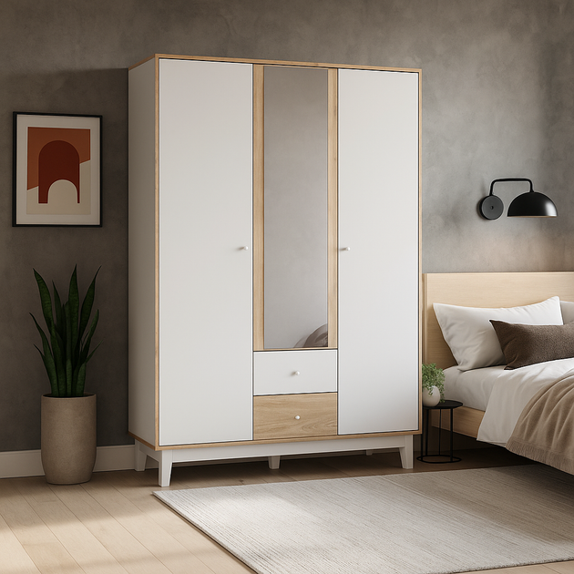 Шкаф распашной Gloriya Mebel Service Дуб самоа + Белый 153х54х216 см - Фото 4 Шкаф распашной Gloriya Mebel Service Дуб самоа + Белый 153х54х216 см - изображение 4