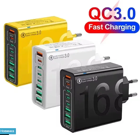 Багатопортовий адаптер із швидкою зарядкою 150 Вт USB C/USB A - Фото 2 Багатопортовий адаптер із швидкою зарядкою 150 Вт USB C/USB A - зображення 2