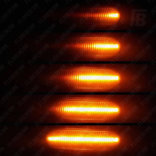 Повторители поворота 01 бегущие для Peugeot Citroen Opel Fiat Toyota BYD светодиодные (LED) чёрные 2 шт. (оранжевый) - изображение 8
