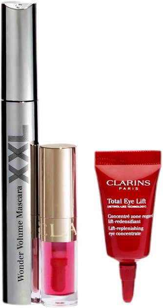 Zestaw kosmetyków Clarins Tusz do rzęs 8 ml + Olejek do ust 3 ml + Krem pod oczy 3 ml (3666057389801) - obraz 2