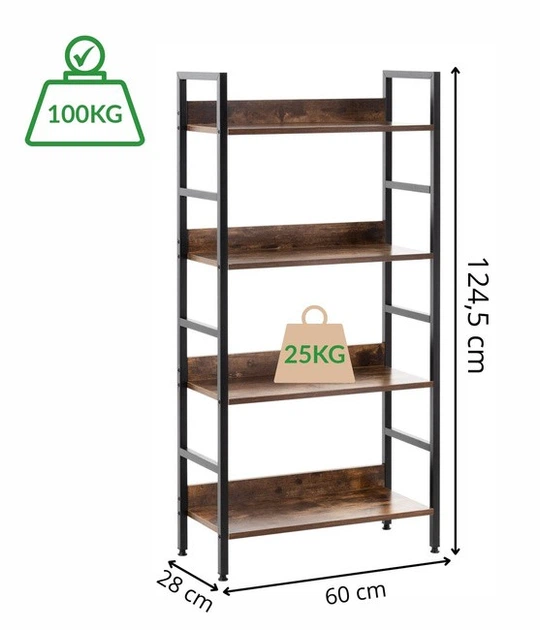 Полиця для книг SPRINGOS 124,5 x 60 x 28 см Темно коричневий (5908455305037) - зображення 11