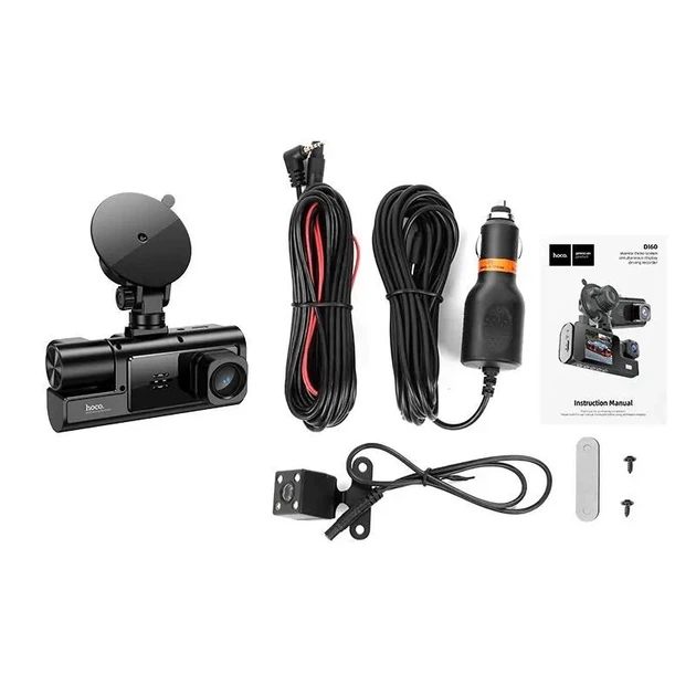 Видеорегистратор HOCO DI60 World three-screen simultaneous display driving recorder (wifi version) 720p front, 480p rear, 480p inner, 2", 150mAh, black - изображение 6