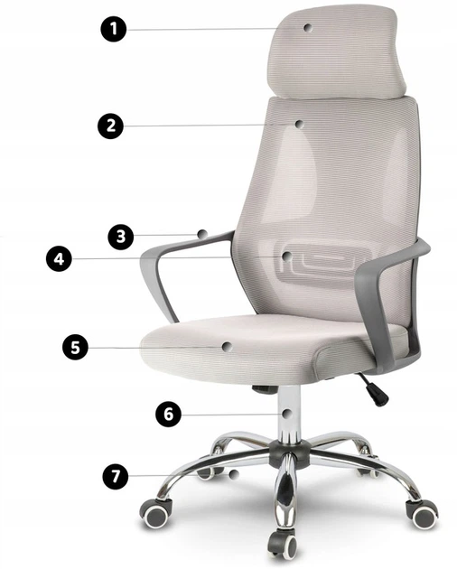 Fotel biurowy Sofotel 2295 Praga z mikrosiatką Jasno-szary (5908220477990) - obraz 4