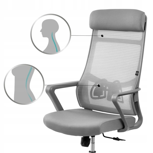 Fotel biurowy Sofotel 240402 Brema z mikrosiatką Szary (5903890619978) - obraz 2