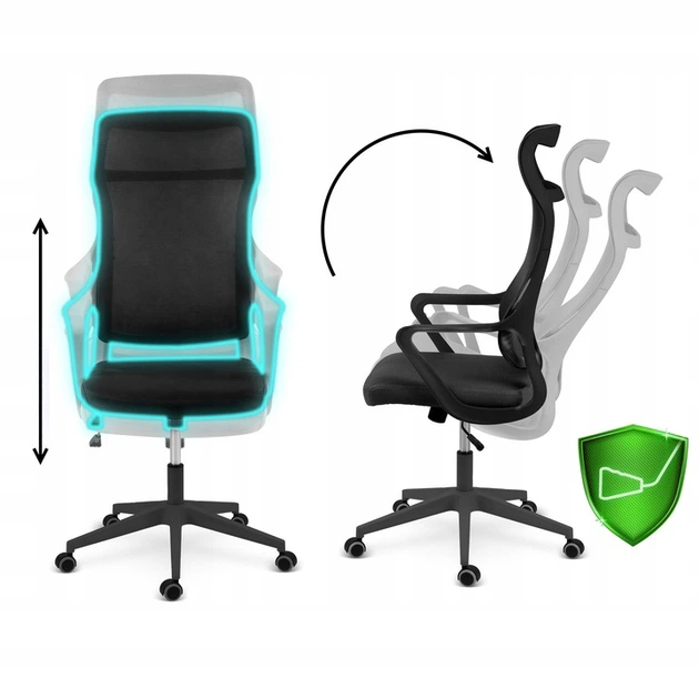 Fotel biurowy Sofotel 241300 Labi z mikrosiatką Czarny (5903890616205) - obraz 3