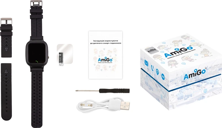 Детские смарт-часы AmiGo GO004 Splashproof, Camera 2MP, Led, 2G, 400mAh, Black UA UCRF - изображение 7