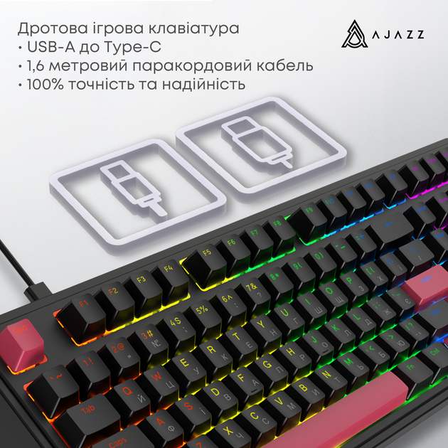 Клавиатура проводная Ajazz AK980 Red Switch USB Black (AK980-R-BR) - изображение 7