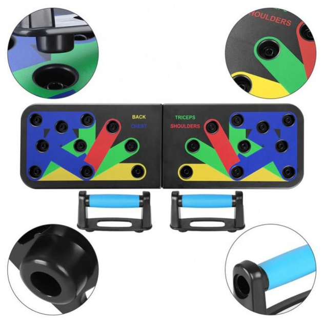 Дошка для віджимань упор лежачи тренажер Foldable Push Up Board JT-006 10 в 1 з ручками - Фото 3 Дошка для віджимань упор лежачи тренажер Foldable Push Up Board JT-006 10 в 1 з ручками - зображення 3