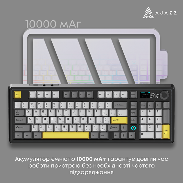 Бездротова механічна клавіатура Ajazz AK980 V2 Maillard Switch Black (AK980-V2-M-BGY) - зображення 12