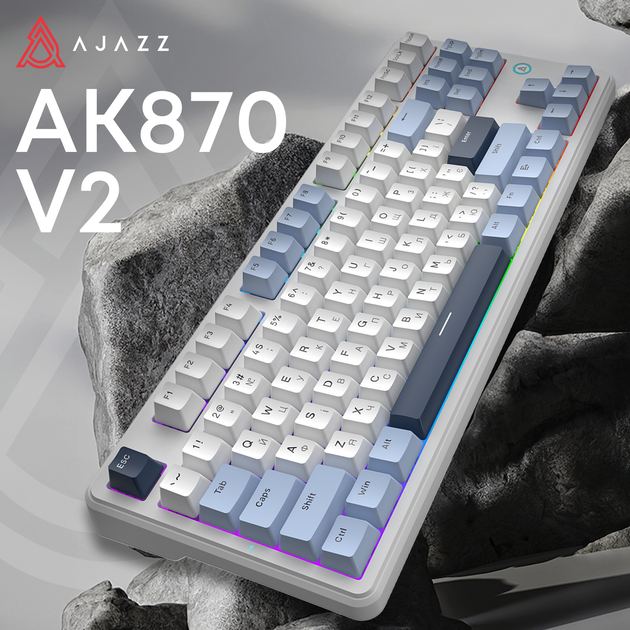 Клавиатура проводная Ajazz AK870 V2 Flying Fish Switch USB White-Blue (AK870-V2-FF-BWB) - изображение 6