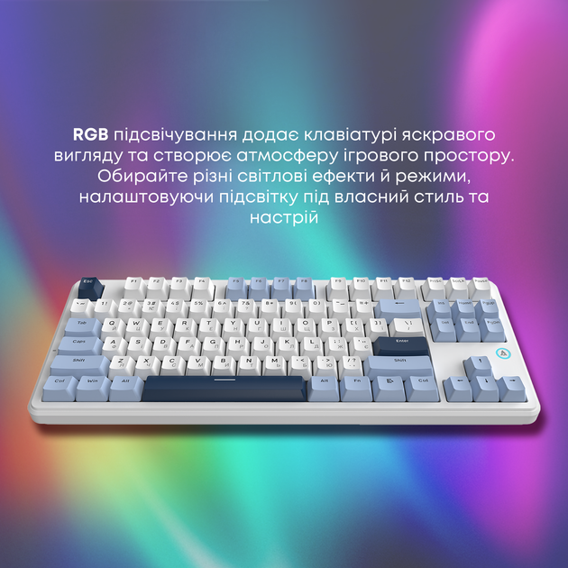 Клавиатура проводная Ajazz AK870 V2 Flying Fish Switch USB White-Blue (AK870-V2-FF-BWB) - изображение 12