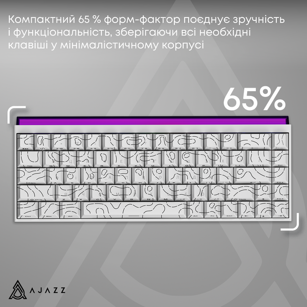 Дротова механічна клавіатура Ajazz NK68 Red switches Side Contour White (NK68-R-S-W) - изображение 13