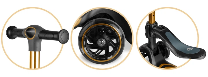 Hulajnoga dziecięca Nukido 765800 Flippo trójkołowa z siedziskiem Złota (5903890630485) - obraz 8