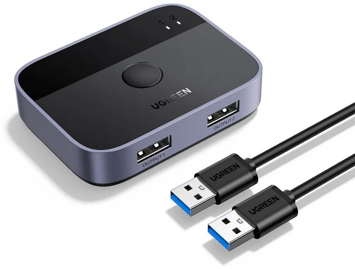 Rozdzielacz Ugreen CM757 USB 3.0 Sharing Switch 2 In 2 Out Black (6941876233137) - obraz 2
