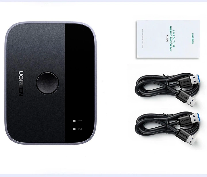 Rozdzielacz Ugreen CM757 USB 3.0 Sharing Switch 2 In 2 Out Black (6941876233137) - obraz 3