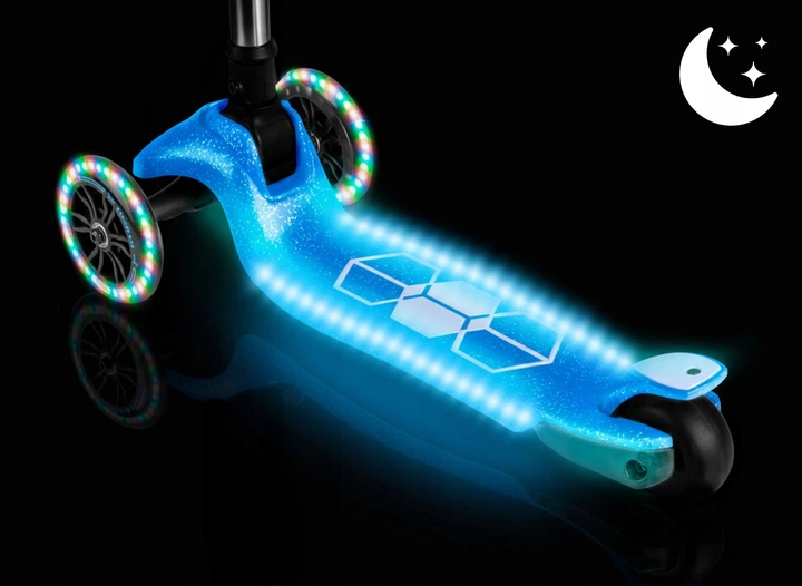 Hulajnoga dziecięca Ricokids 765902 Jelly trójkołowa świecąca w ciemności Niebieska (5903890630478) - obraz 8