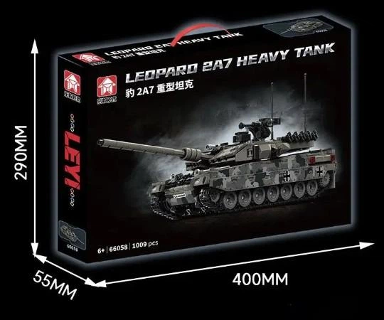 Конструктор Танк Leopard 2A7 Heavy Tank, военный набор для сборки танка Леопард 1009 деталей + 2 фигурки - изображение 3