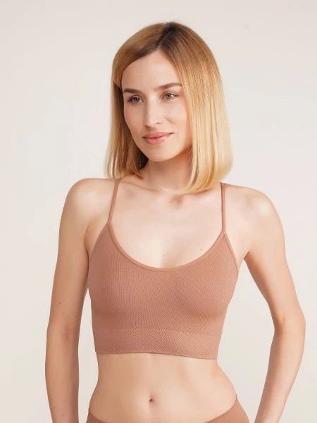 Бюстгальтер без косточек бесшовный Giulia Cami Top Grain S/M Коричневый (4823116929937) - Фото 7 Бюстгальтер без косточек бесшовный Giulia Cami Top Grain S/M Коричневый (4823116929937) - изображение 7