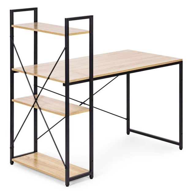 Biurko komputerowe ModernHome by Multistore 120 x 60 cm 3 półki Jasny dąb (TH-SD-6-16) - obraz 2