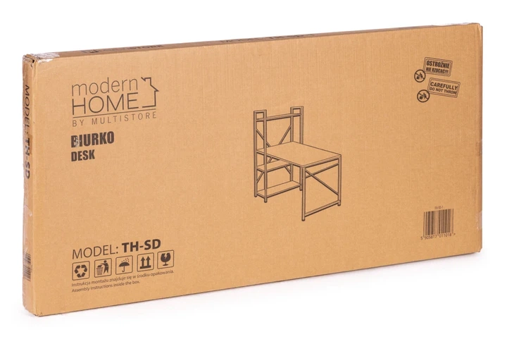 Biurko komputerowe ModernHome by Multistore 120 x 60 cm 3 półki Ciemny orzech (TH-SD-15) - obraz 8