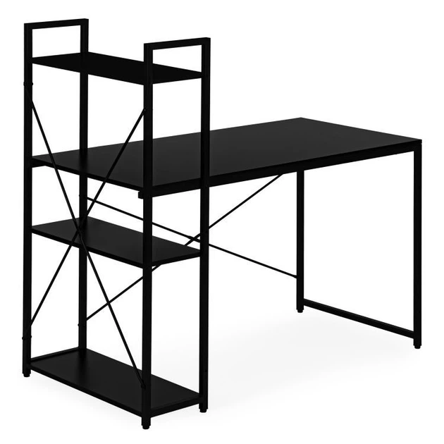 Biurko komputerowe ModernHome by Multistore 120 x 60 cm 3 półki Czarne (TH-SD-1) - obraz 2