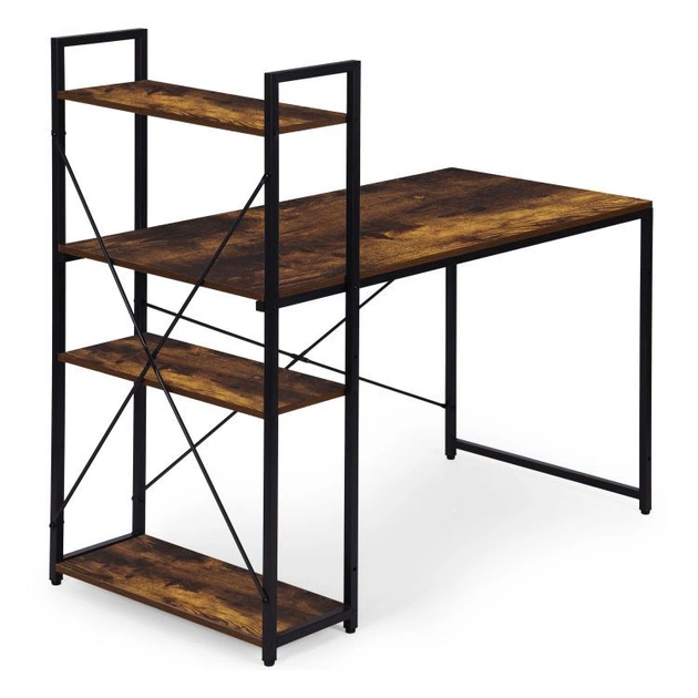 Biurko komputerowe ModernHome by Multistore 120 x 60 cm 3 półki Postarzany orzech (TH-SD-7-16) - obraz 2