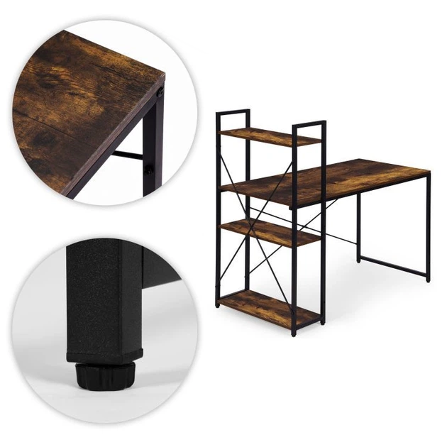 Biurko komputerowe ModernHome by Multistore 120 x 60 cm 3 półki Postarzany orzech (TH-SD-7-16) - obraz 5