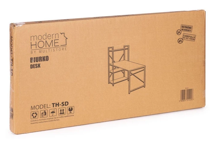 Biurko komputerowe ModernHome by Multistore 120 x 60 cm 3 półki Białe (TH-SD-5) - obraz 8