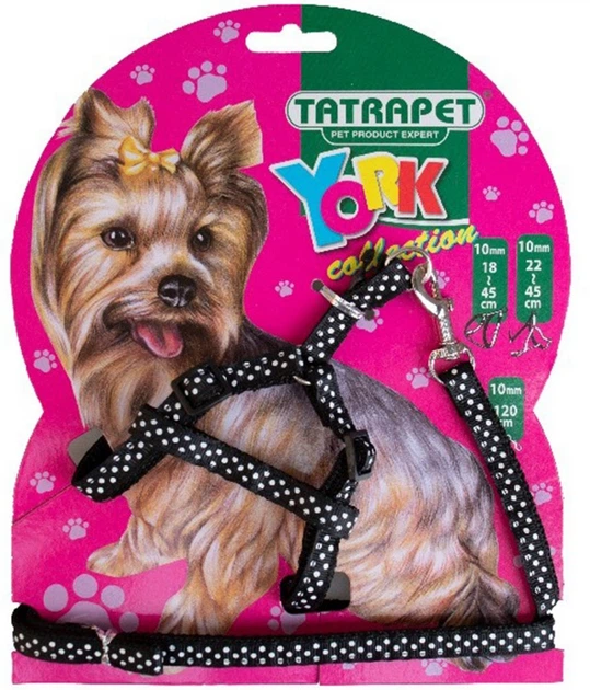 Набор шлея + поводок TATRAPET York нейлон 1х22-45/120 см Черный (8585027986800) - Фото 1 Набор шлея + поводок TATRAPET York нейлон 1х22-45/120 см Черный (8585027986800) - изображение 1