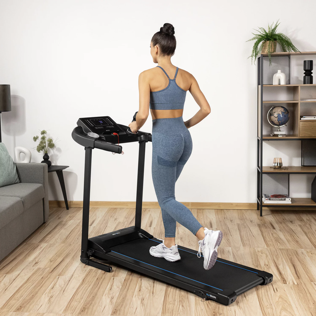 Бігова доріжка Gymtek XT550 синя: Електрична, 2.0 к.с., 12 км/год, 3 Нахили, 12 програм. До 120 кг, Складна для дому, MP3/AUX - Фото 10 Бігова доріжка Gymtek XT550 синя: Електрична, 2.0 к.с., 12 км/год, 3 Нахили, 12 програм. До 120 кг, Складна для дому, MP3/AUX - зображення 10