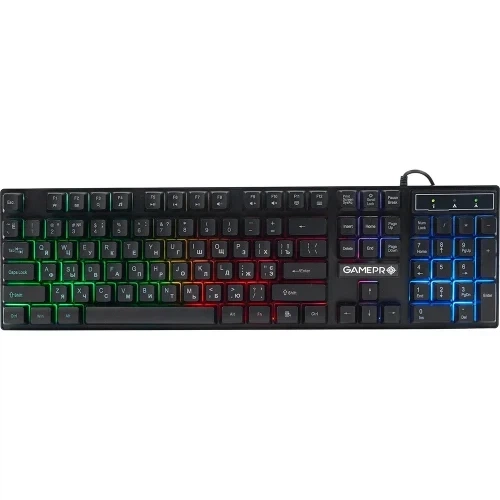 Клавиатура GamePro GK296, черный, USB, мембранная, RGB-подсветка, 104 кнопки, 1.4 м, UK/EN - Фото 1 Клавиатура GamePro GK296, черный, USB, мембранная, RGB-подсветка, 104 кнопки, 1.4 м, UK/EN - изображение 1