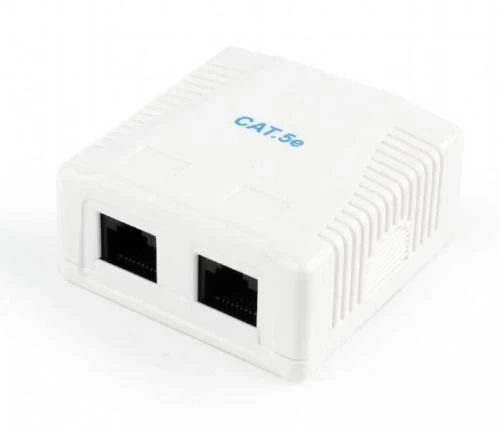 Розетка RJ45 (сетевая), 2-портовая UTP, белая, 5E категория, Cablexpert (NCAC-2U5E-01) - Фото 1 Розетка RJ45 (сетевая), 2-портовая UTP, белая, 5E категория, Cablexpert (NCAC-2U5E-01) - изображение 1