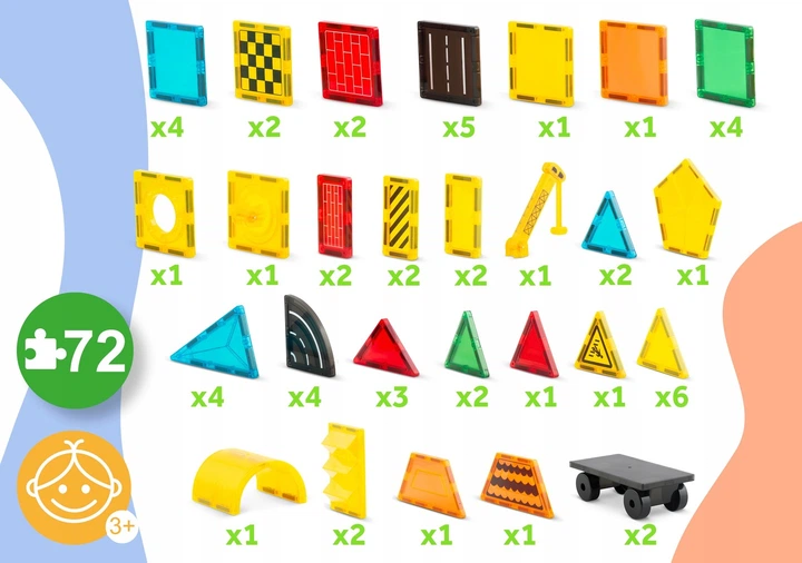 Klocki magnetyczne Ricokids RK-780 konstrukcyjne 72 elementy 778010 (5903890630652) - obraz 3