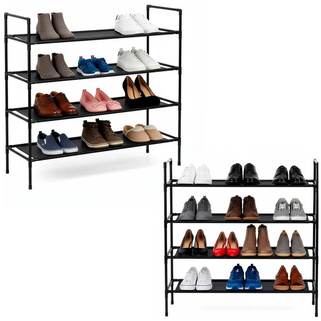 Stojak na buty SPRINGOS HA7549 4 poziomy 75 x 72 x 28 cm Czarny (5908455306997) - obraz 3