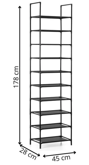Stojak na buty SPRINGOS HA7550 10 poziomów 178 cm Czarny (5908455307000) - obraz 7