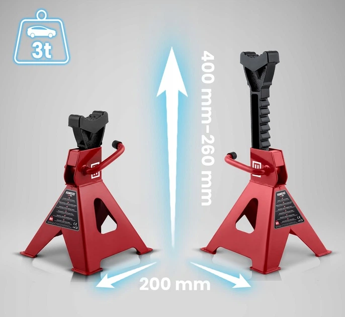Kobyłki podporowe Humberg 538401 HM-384 samochodowe 3000 kg 2 szt Czerwone (5903890629854) - obraz 8