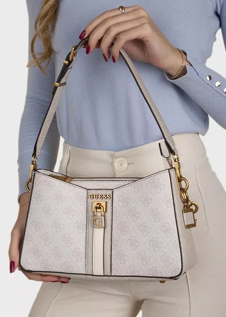 Сумка жіноча GUESS Ginevra Logo Elite, біла - зображення 5
