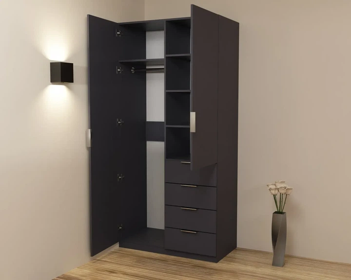 Шкаф двухдверный Kristal 1 Kontinent Антрацит 100х52х210 см - изображение 4