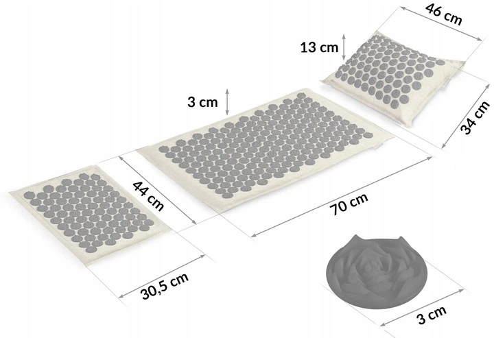 Mata zdrowotna do akupresury Neo Sport 190220 NS-902 z kolcami z poduszką 100.5 x 44 cm Szaro-czarna (5903890617011) - obraz 3