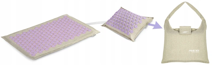 Mata zdrowotna do akupresury Neo Sport 190203 NS902 z kolcami z poduszką 70 x 44 cm Szaro-lawendowa (5903890603632) - obraz 4