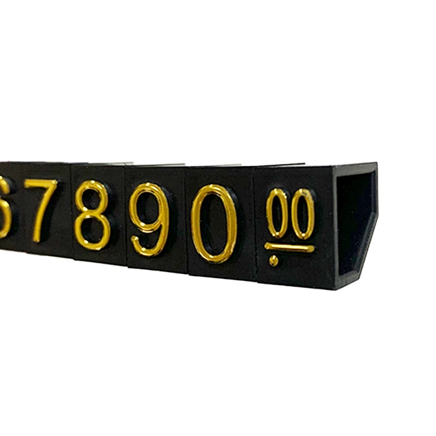 Набір пластикових цінників Lesko SJX-HDY-XH-0-9 Black+Gold із цифрами 100 шт для товарів на вітрину 132*15 мм - Фото 4 Набір пластикових цінників Lesko SJX-HDY-XH-0-9 Black+Gold із цифрами 100 шт для товарів на вітрину 132*15 мм - зображення 4