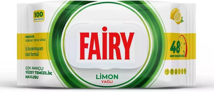 Універсальні вологі серветки для прибирання в домі Fairy Surface Clean Wipes з лимонною олією, білим оцтом та харчова содою 100 штук - изображение 3