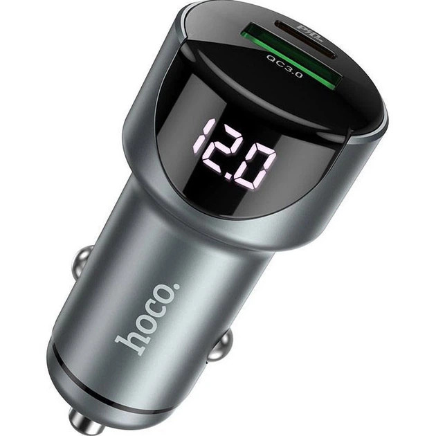 Автомобильное зарядное устройство Hoco Z42 Light Road PD20W + QC3.0 Gray [110007] - изображение 3