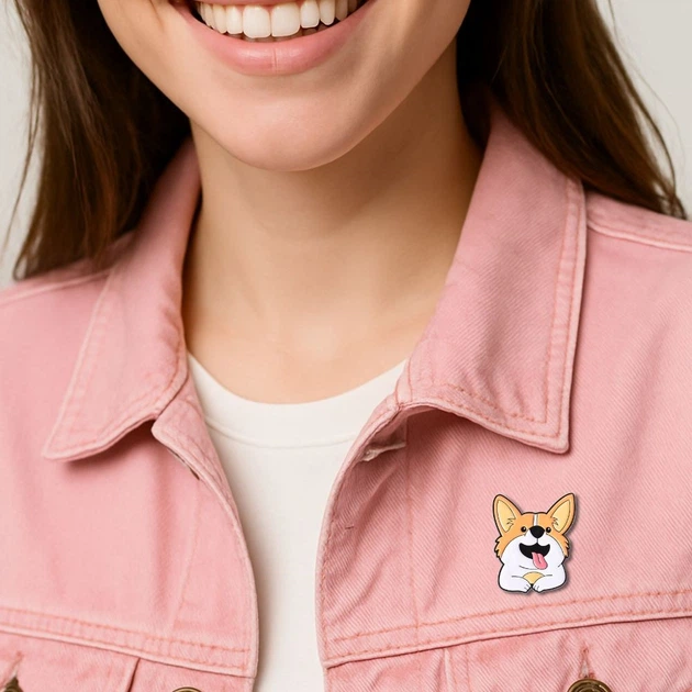 Брошь-значок BROCHE бижутерия Животные Улыбчивый Корги оранжевая BRGV115059 - изображение 2