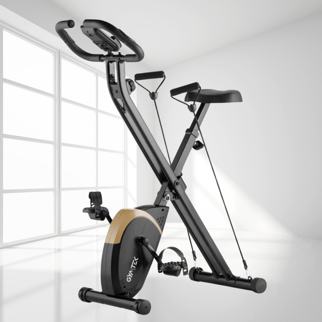 Велотренажер Gymtek FX800 золотой. Магнитный, складной, с эспандерами, до 110 кг, для дома, кардио - изображение 5