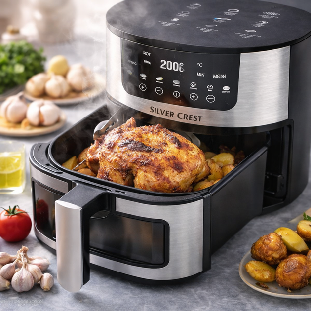 Аэрогриль Silver Crest SC-8855S 8 л 4200 Вт сенсорное управление Hot Air Technology фритюрница без масла - изображение 3